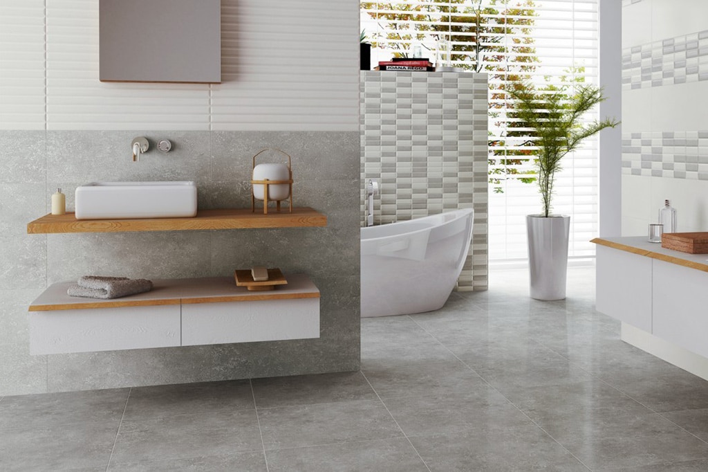 Restored tile and grout flooring