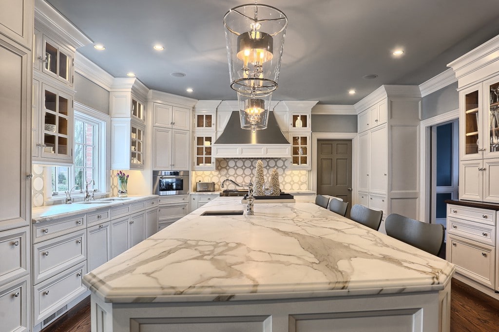 Polished natural stone countertop