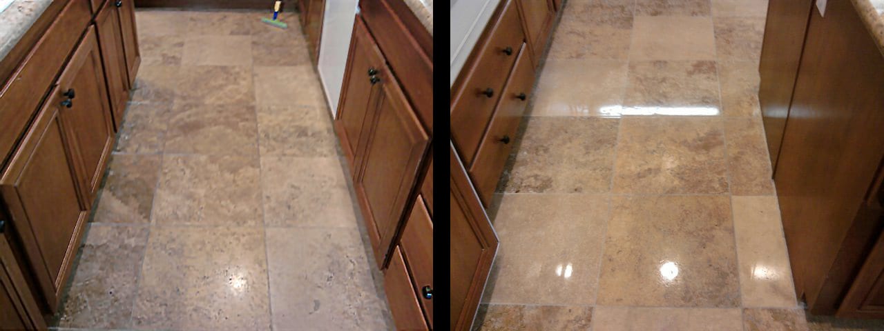 Tile and grout restoration, before and after