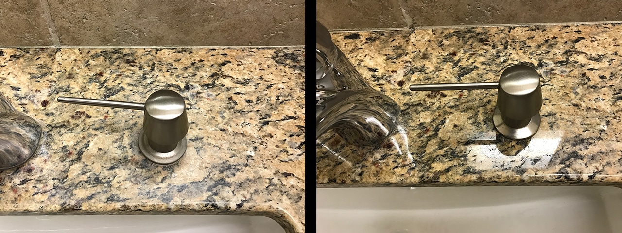 Granite countertop polishing, before and after