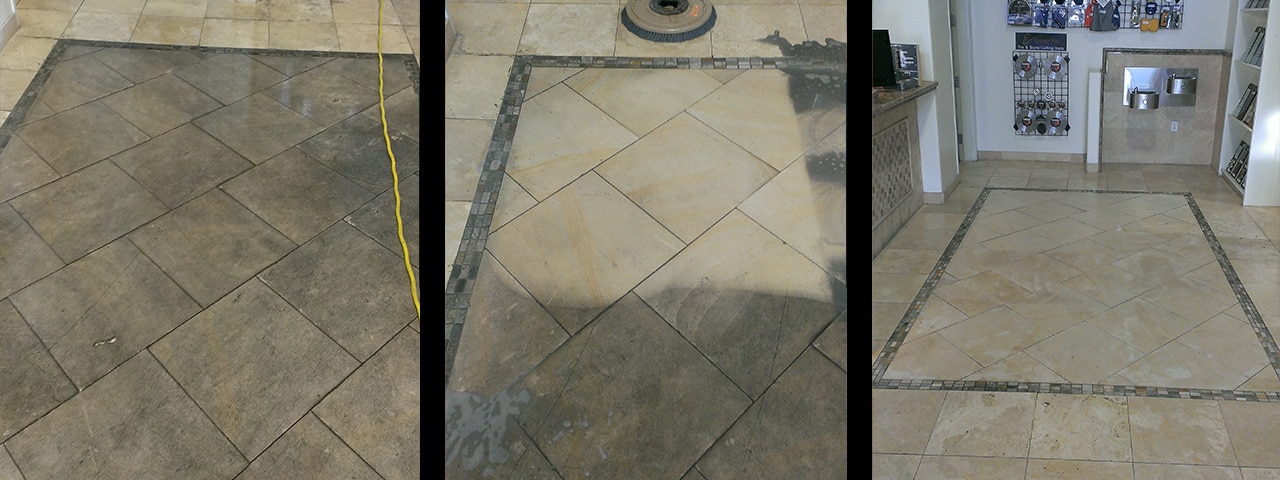 Sandstone cleaning and sealing, before and after