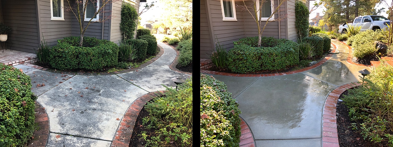 Outdoor stone cleaning, before and after