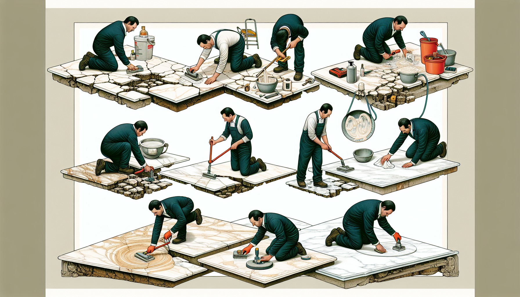 Marble floor restoration techniques