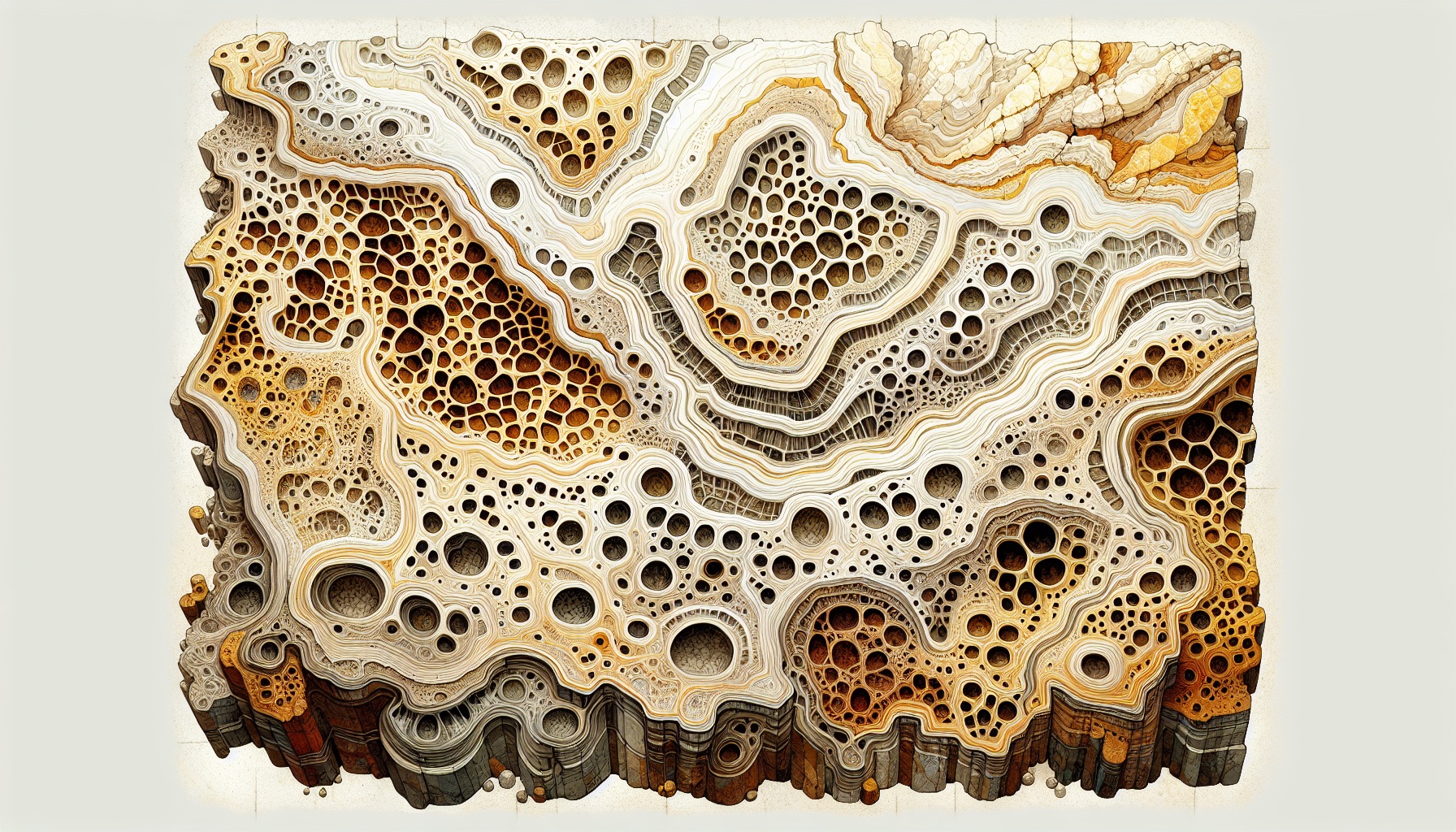 Illustration of natural travertine stone